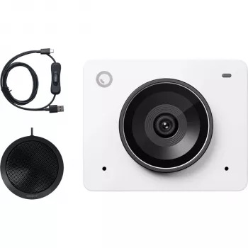 OBSBOT Meet 2 Combo Cloud White 4K AI internetinė kamera su magnetiniu privatumo užraktu, dvigubais mikrofonais, automatinio kadravimo, gestų valdymo, Whiteboard ir DeskView režimais, USB-C