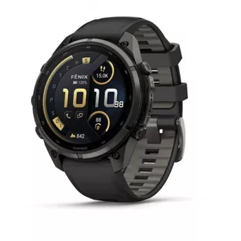 Garmin fenix 9 Pro Multisport GPS išmanusis laikrodis su inReach palydoviniu ryšiu, 47 mm anglies pilkos spalvos DLC titano korpusas, juoda/akmenų pilka silikoninė juosta