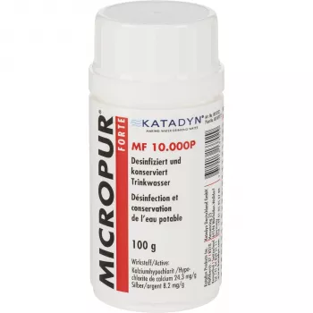 Katadyn Micropur Forte MF 10000P vandens dezinfekavimo milteliai 100 g – apdoroja 10 000 litrų