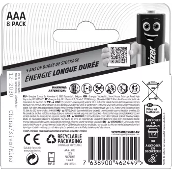 Energizer Everyday AAA/LR03 šarminės baterijos, 8 vnt. pakuotė (DHP8)