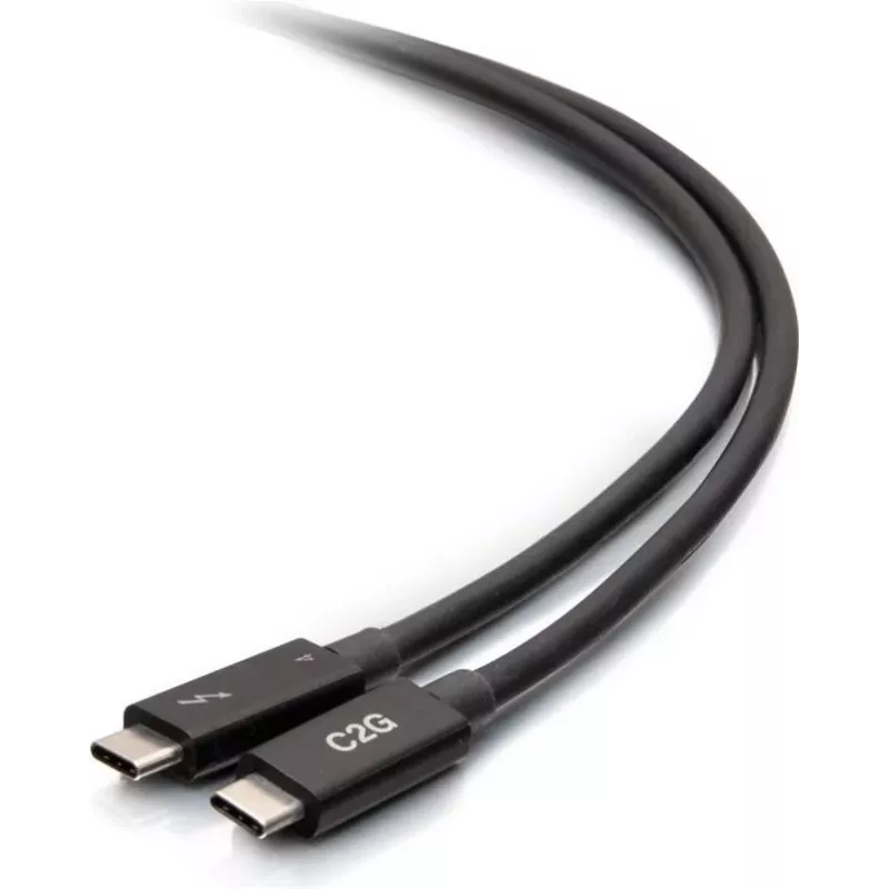 C2G 2,5 pėdų Thunderbolt 4 USB-C laidas - 40Gbps, 100W PD, 8K, juodas
