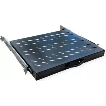 VALUE 19 colių ištraukiama lentyna stelažams iki 800 mm gylio, 1U, 20 kg apkrova, juoda