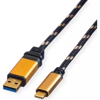 ROLINE GOLD USB 3.2 Gen 1 USB-A į USB-C laidas, 1 m, juodas, auksuoti kontaktai