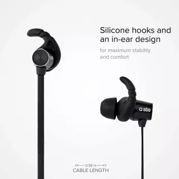 SBS TEEARBT501K belaidžiai Bluetooth ausiniai į ausis su mikrofonu, juodi