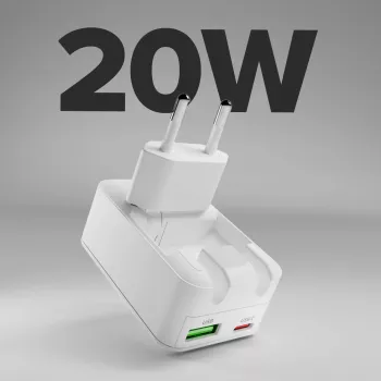 SBS TETRGANUSBTCFOLD20W 20W GaN USB-C sulankstomas sieninis įkroviklis, baltas