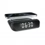 SBS TEWIRCLOCK belaidžio įkrovimo žadintuvas su Qi 10W greituoju įkrovimu, LED ekranu, USB-C įvestimi, juodos spalvos