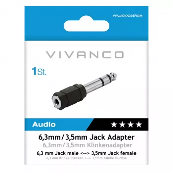 Vivanco VVAJACKAD35F63M 3,5 mm lizdo – 6,35 mm kištuko stereo adapteris