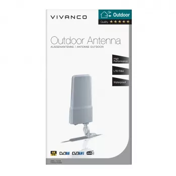 Vivanco VVANOUT42DBG lauko aktyvioji antena DAB/DAB+ ir DVB-T/DVB-T2, 42 dB stiprinimas, F jungtis, juoda/pilka