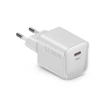 SBS 20W USB-C PD sieninis įkroviklis - baltas