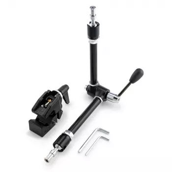Manfrotto 143R Artikuliuota magiška ranka su fotoaparato laikikliu, 3 kg keliamoji galia, aliuminis, juoda
