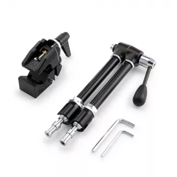 Manfrotto 143R Artikuliuota magiška ranka su fotoaparato laikikliu, 3 kg keliamoji galia, aliuminis, juoda