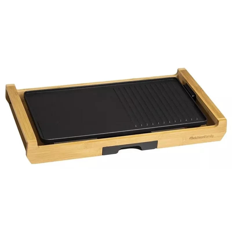 Melchioni Bamboo Grill elektrinė stalo kepsninė 1800 W ruda 37x27 cm su nelimpančia nuimama plokšte