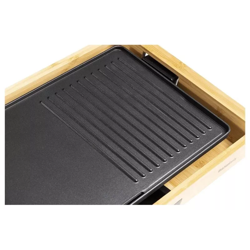 Melchioni Bamboo Grill elektrinė stalo kepsninė 1800 W ruda 37x27 cm su nelimpančia nuimama plokšte