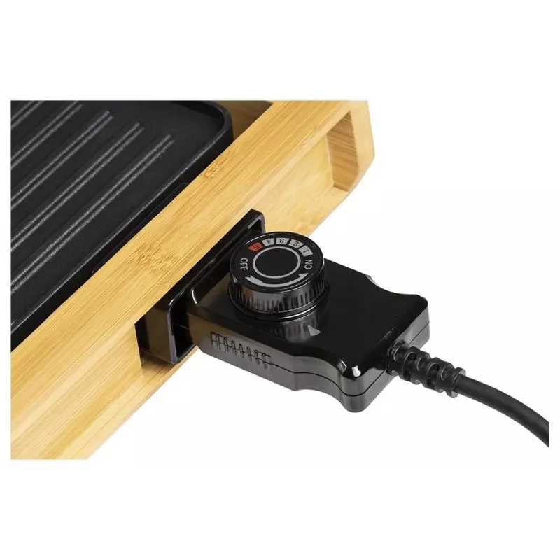 Melchioni Bamboo Grill elektrinė stalo kepsninė 1800 W ruda 37x27 cm su nelimpančia nuimama plokšte
