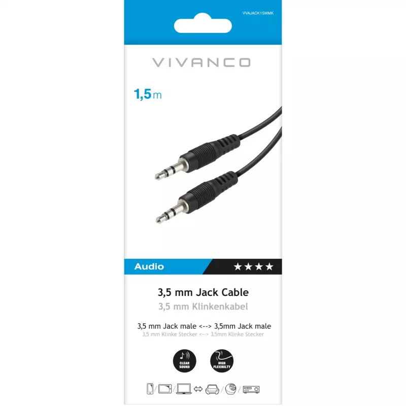 Vivanco audio laidas 3.5 mm – 3.5 mm 1.5 m (VVAJACK15MMK)
