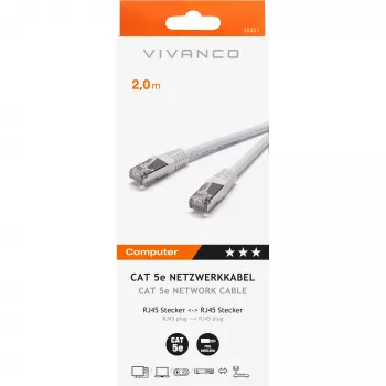 Vivanco CAT 5e komutacinis laidas 2 m (VVITLAN5E200W)