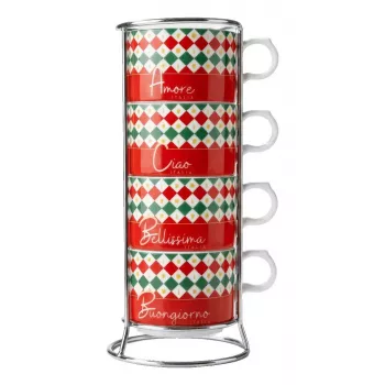 Bialetti 4 Cappuccio Tricolore puodinis pieno plaktuvas, 160 ml, su rankine plaktuvu, Italijos trispalve