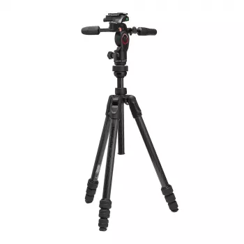 Manfrotto MKBFRTC4GTFB-3W Befree GT anglies pluošto kelioninis trikojis su 3 krypčių skysčio galvute, sukimo užraktais, 10kg apkrova, 164cm maksimalus aukštis, juodos spalvos