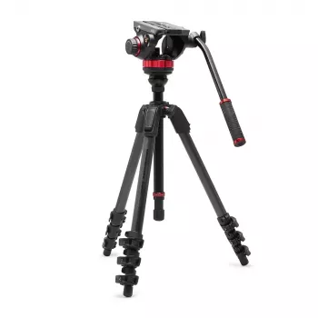 Manfrotto 055 anglies pluošto vaizdo trikojis su 502AH skysčio galvute