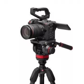Manfrotto 055 anglies pluošto vaizdo trikojis su 502AH skysčio galvute