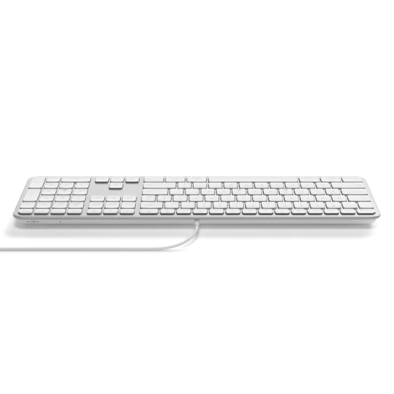 Satechi Slim LX3 laidinė apšviesta klaviatūra su skaičių bloku, USB-C/USB-A, Mac/Windows režimo jungiklis, sidabrinė