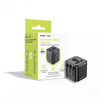 Mobile Origin kelioninis adapteris PW30 EU/UK/US/AUS, juodas