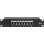 DSIT DS-10Patch5-8FTP 10 colių 8 prievadų FTP CAT 5e skirstymo panelė, 1U montavimui į stelažą, ekranuota RJ45, LSA+ IDC, juoda