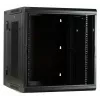 DSIT DS6612ZP-DOUBLE 6U reversibilus sieninis serverio kabinetas su grūdinto stiklo durimis ir perforuotais šoniniais skydais, 600x450x370 mm, juodas