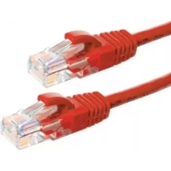 DSIT CAT5e U/UTP tinklo trumpiklis, 0,25 m, raudonas, 100% varis (DC-55-002)