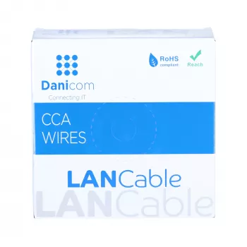 DSIT CAT6 U/UTP 50m ričių kabelis, pilkas CCA, 250 MHz, Gigabit Ethernet, vidaus montavimui, PVC apvalkalas, AWG24, 4 poros