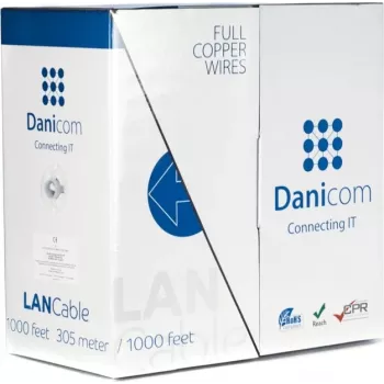 DSIT DANICOM CAT5e FTP tinklo kabelis 305m, vientisa gysla, PVC Dca, ekranuotas, 100% varis
