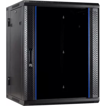 DSIT DS6622-DOUBLE 22U reversibilus sieninis serverių kabinetas su stiklo durimis, 600 x 600 x 1100 mm, juodas