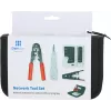 DSIT 9 dalių tinklo įrengimo ir remonto įrankių rinkinys su RJ45 presavimo replėmis, kabelių testeriu, punch down įrankiu ir užtrauktuku užsegamu dėklu (DC-TOOLSET)