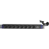 DSIT DS-8PDU-SPD 19 colių Rack montuojamas maitinimo skirstytuvas su apsauga nuo viršįtampių, 8 lizdai, 2 m laidas, 16A, 1U, juodos spalvos
