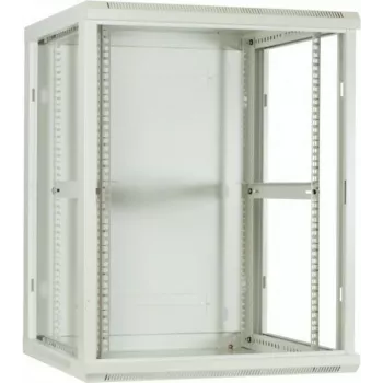 DSIT 18U sieninis serverių kabinetas su stiklinėmis durimis, 600x600x900 mm, baltas