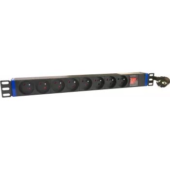 DSIT DS-8PDU-PE 19 inch stovo PDU, 8 Schuko lizdai, 16A, 2m laidas, juoda