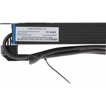 DSIT DS-8PDU-PE 19 inch stovo PDU, 8 Schuko lizdai, 16A, 2m laidas, juoda