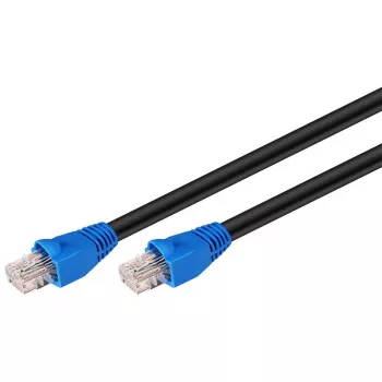 DSIT DANICOM CAT6 Outdoor UTP Patch Cable – 10 m, juoda, 100% varis, RJ45, atspari UV spinduliams, 10 Gbps