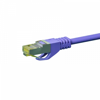DSIT Cat.7 S/FTP (PiMF) RJ45 trumpasis jungiamasis kabelis, 0,25 m, violetinis, LSZH, 10 Gbps, auksuoti kontaktai, be užkabinimo