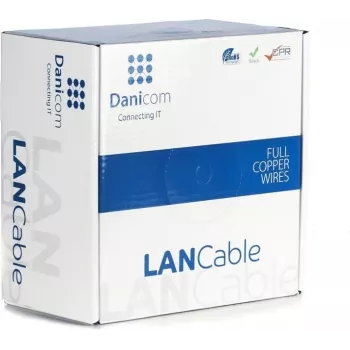 DSIT Danicom CAT7 S/FTP tinklo kabelis 100m vientisa gysla LSZH Dca oranžinis
