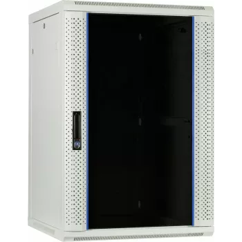DSIT 27U sieninis serverių kabinetas su stiklo durelėmis, 600 x 600 x 1300 mm, baltas