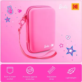 Kodak x Barbie EVA dėklas su nuimamu dirželiu ir tinkline kišenėle, skirtas Printomatic ir Step Slim, rožinės spalvos (RODBCEPK)