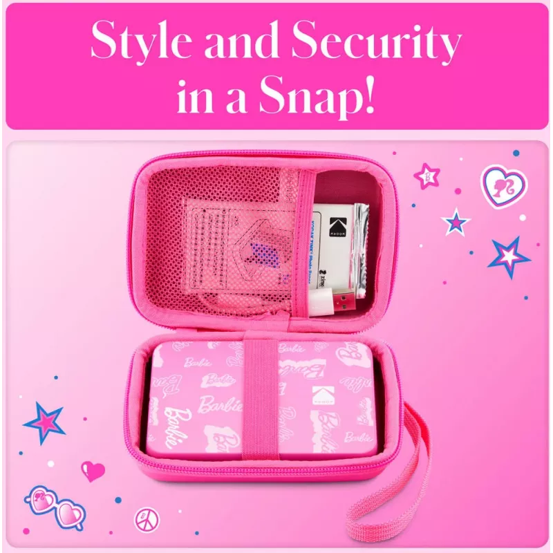 Kodak x Barbie EVA dėklas su nuimamu dirželiu ir tinkline kišenėle, skirtas Printomatic ir Step Slim, rožinės spalvos (RODBCEPK)