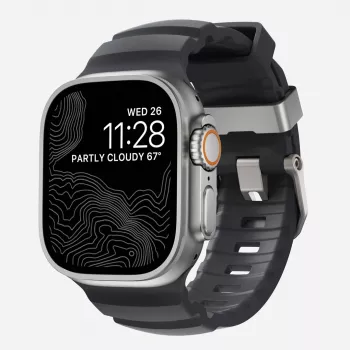 NOMAD Rocky Point dirželis, skirtas Apple Watch 46mm/49mm, juodas-sidabrinis