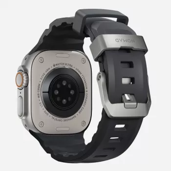 NOMAD Rocky Point dirželis, skirtas Apple Watch 46mm/49mm, juodas-sidabrinis