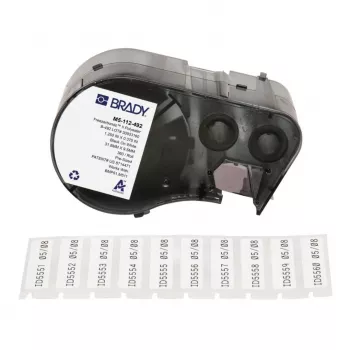BRADY FreezerBondz B-490 poliesterio etiketės BMP21-PLUS, M210, M211 - 19,05 mm x 6,4 m, baltos, nuolatinis akrilo lipnusis sluoksnis, terminis perkėlimas, kriogeninės ir laboratorinės