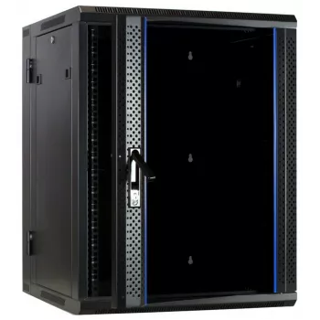 DSIT DS6615-DOUBLE 6U reversibilus sieninis spintos su stiklo durimis 600x450x320 mm juodas