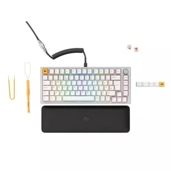 Glorious GMMK Pro 75% iš anksto surinkta mechaninė klaviatūra, ISO UK išdėstymas, White Ice, Glorious Fox Linear jungikliai