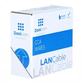 DSIT CAT5e U/UTP 50 m CCA tinklo kabelis ant ritės, pilkas (DC-UTP5CCA50-GRY)