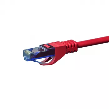 DSIT CAT6a U/UTP 15 m 100% vario Ethernet laidų kabelis, raudonas, 10Gbps, 500MHz, RJ45, su apsauga nuo užkabinimo